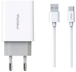    Proda PD-A28c (2USB 2.4A) White (PD-A28c-WH) +  USB Type-C -  3