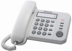 Телефон Panasonic KX-TS2352UAW (Белый) повторный набор последнего номера, 3 кнопки быстрого набора, индикатор вызова, кнопка "флэш", переключение тон./имп. набора, регулировка громкости звонка, регулировка громкости динамика