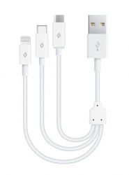  Ttec (2DK13) MiniCable Trio USB - Lightning/microUSB/USB-C 0.3, White