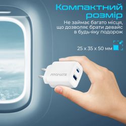 Зарядное устройство Promate BiPlug-2 White - Картинка 5