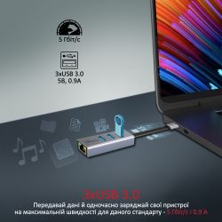  USB Promate GigaHub USB-C Grey (gigahub-c.grey) -  2