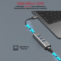  USB Promate GigaHub USB-C Grey (gigahub-c.grey) -  3