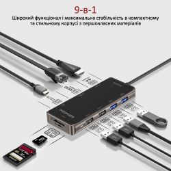  USB Promate PrimeHub USB-C Grey (primehub-go.grey) -  2