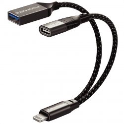  Promate Link-i Lightning - USB + USB Type-C (M/F), 0.16 , Black (otglink-i.black) -  1