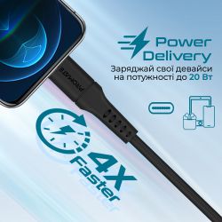 ������ Promate PowerLink USB Type-C - Lightning (M/M), 1.2 �, Black (powerlink-120.black) - �������� 2