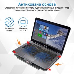Підставка для ноутбука Охолоджуюча пiдставка для ноутбука Promate AirBase-1 Black - Картинка 5