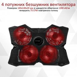 Підставка для ноутбука Охолоджуюча пiдставка для ноутбука Promate AirBase-3 Black - Картинка 4