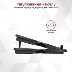Підставка для ноутбука Охолоджуюча пiдставка для ноутбука Promate AirBase-3 Black - Картинка 5