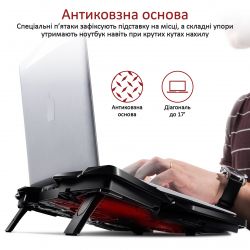 Підставка для ноутбука Охолоджуюча пiдставка для ноутбука Promate AirBase-3 Black - Картинка 6