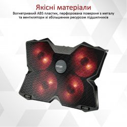 Підставка для ноутбука Охолоджуюча пiдставка для ноутбука Promate AirBase-3 Black - Картинка 7