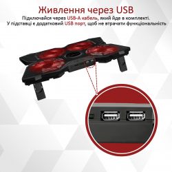 Підставка для ноутбука Охолоджуюча пiдставка для ноутбука Promate AirBase-3 Black - Картинка 8