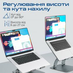 Охлаждающая подставка для ноутбука Promate DeskMate-7 Grey - Картинка 2