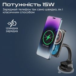 Автомобільний зарядний пристрій з тримачем Promate LucidMount-15 Black - Картинка 4