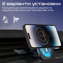 Автомобільний зарядний пристрій з тримачем Promate LucidMount-15 Black - Картинка 5