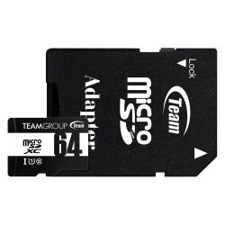  '  `i MicroSDHC 64GB UHS-I Class 10 Team Black + SD-adapter (TUSDX64GCL10U03) -  1