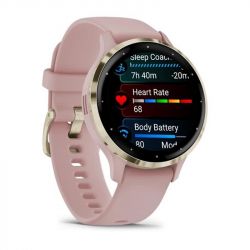 - Garmin Venu 3s Soft Gold Stainless Steel Bezel with Dust Rose Case and Silicone Band (010-02785-53) -  3
