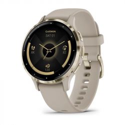 - Garmin Venu 3s Soft Gold Stainless Steel Bezel with French Gray Case and Silicone Band (010-02785-52) -  1
