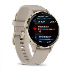 - Garmin Venu 3s Soft Gold Stainless Steel Bezel with French Gray Case and Silicone Band (010-02785-52) -  3
