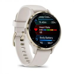 - Garmin Venu 3s Soft Gold Stainless Steel Bezel with Ivory Case and Silicone Band (010-02785-54) -  3