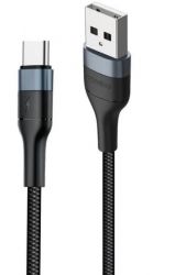  Foneng X51 1M Spiral Braided Cable USB - USB-C 3A 1 Black (X51-CA-TC) -  1