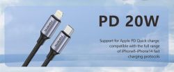  Foneng X95 Metal Head Braided Cable USB-C - Lightning PD20W 1.2 Black (X95-CA-TCIP) -  2