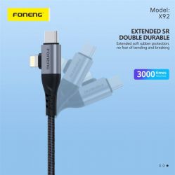  Foneng X92 4-in-1 (60W) USB/USB-C - USB-C/Lightning 1 Black (X92-CA-FIO) -  6