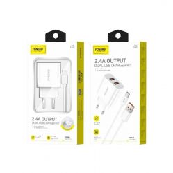    Foneng EU45 Dual USB Charger (2USB2.4A) White (EU45-CH-TC) +  USB Type C -  3