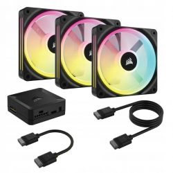 Corsair iCUE Link QX120 RGB PWM PC Fans Starter Kit with iCUE Link System Hub (CO-9051002-WW)