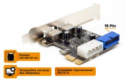   Frime PCI-E to USB3.0 (2 ) +19pin VIA VL805 (ECF-PCIEtoUSB005.LP) -  3