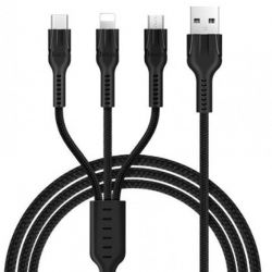  Hoco U31 Benay 3in1 USB - Lightning/micro USB/USB-C, 1.2 , Black (K17892) -  1
