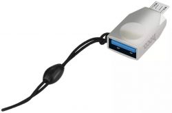 Адаптер Hoco UA10 USB V 3.0 - micro USB (F/M), Silver (UA10S) - Картинка 2