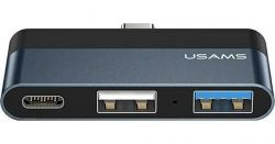  USB Type-C Usams US-SJ490 Mini HUB Black (SJ490HUB01) -  1