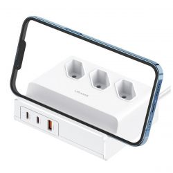Сетевой фильтр Usams US-CC160 (CC160TC01) 3 розетки, 1 USB, 2 USB Type-C 65W, 2 м, White - Картинка 3