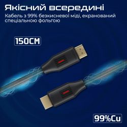  Promate ProLink HDMI - HDMI v.2.0 (M/M), 1.5 , Black (prolink4k60-150) -  5