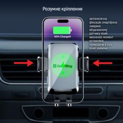 Бездротовий зарядний пристрій СolorWay AutoSense Car Wireless Charger 2 (Dashboard+Air Vent) 15W (CW-CHAW040Q-BK) - Картинка 10