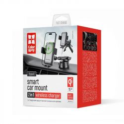 Бездротовий зарядний пристрій СolorWay AutoSense Car Wireless Charger 2 (Dashboard+Air Vent) 15W (CW-CHAW040Q-BK) - Картинка 17