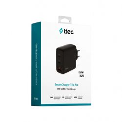 ������� �������� ���������� Ttec SmartCharger Trio GAN 2�USB-C/USB-A /120�� Black (2SCG04S) - �������� 5
