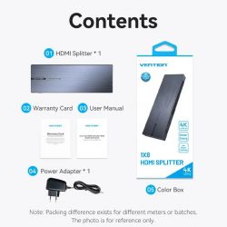 Сплітер 4К 1*8HDMI Black Aluminum Alloy Type EU Standart (AKQB0-EU) - Картинка 3