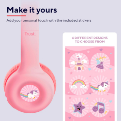 Bluetooth-гарнітура Trust On-ear Nouna Kids, Wireless Pink (25274) - Картинка 14