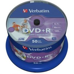  DVD+R 50 Cake VERBATIM 4.7GB, 16X Printable (43512) -  1