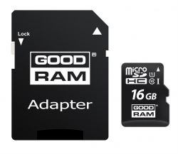 MicroSDHC  16GB UHS-I Class 10 Goodram + SD-adapter (M1AA-0160R12) -  1