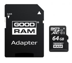 MicroSDXC  64GB UHS-I Class 10 Goodram + SD-adapter (M1AA-0640R12) -  1
