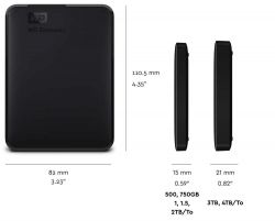 ��������� �������� ���� 2.5" USB 5.0TB WD Elements Portable Black (WDBU6Y0050BBK-WESN)_Bulk