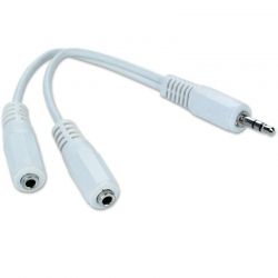 - Cablexpert  CCA-415W, 3.5 mm stereo plug to double 3.5 mm sockets 0,1 , , White -  1