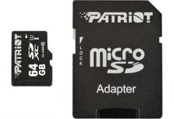   MicroSDXC 64GB UHS-I Class 10 Patriot LX + SD-adapter (PSF64GMCSDXC10) -  1
