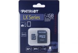   MicroSDXC 64GB UHS-I Class 10 Patriot LX + SD-adapter (PSF64GMCSDXC10) -  2