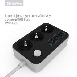 Գ  ColorWay CW-CHE36B 3 , 6 USB, 1.8 ,  -  3