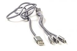  PowerPlant USB2.0-MicroUSB-USB-C-Lightning, 1, Grey (CA910663)