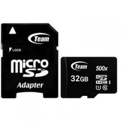 MicroSDHC 32GB UHS-I Class 10 Team Black + SD-adapter (TUSDH32GCL10U03)