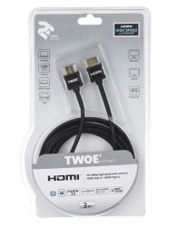  HDMI to HDMI 3.0m 2 Ultra Slim 2EW-1119-3m HDMI 2.0 (AM/AM) High Speed, Alumium, black -  3